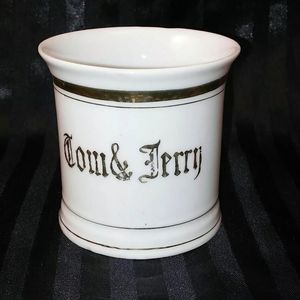 Vintage Occupational Small Shaving Mug White Gold Trim Bonding Tom & Jerry 8 oz.